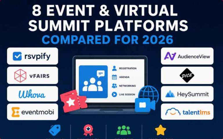 Event and virtual summit platforms compared for pricing, features, and best use cases.