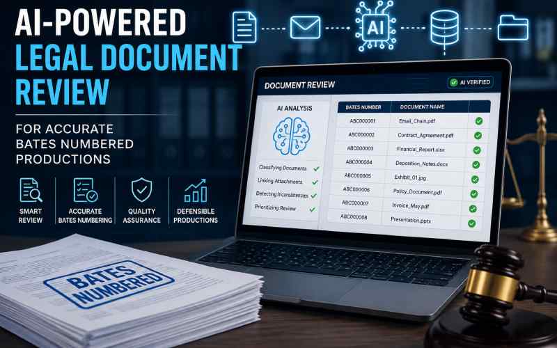 AI legal document review with Bates numbering