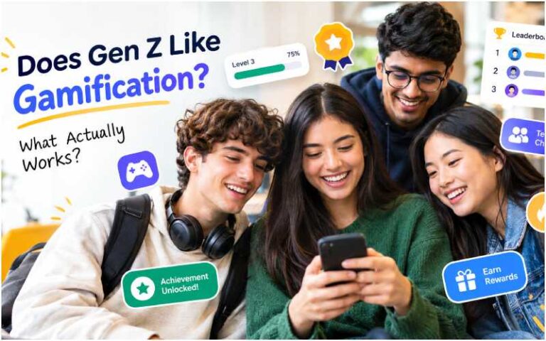 Gen Z enjoying gamification with rewards, badges, and challenges.